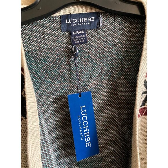 Lucchese Lightweight Alpaca Cape Peruvian Poncho One Size Beige Multi Coastal - Picture 5 of 6